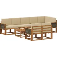 vidaXL Buiten bank set 9 st Natuurlijk en Beige Polyester