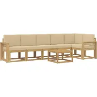 vidaXL Buiten bank set met kussen 7 pcs Wit en Beige Polyester