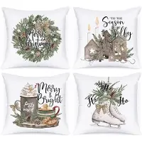 Unyqoos Set van 4 decoratieve kussenslopen met kerstdesign voor sfeervolle winterdecoratie