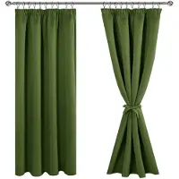 Unyqoos Gordijnen met plooiband voor slaapkamer en woonkamer, verduisterend en thermisch, olijfgroen, set van 2, 200 x 140 cm