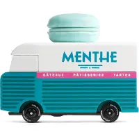 Candylab Toys speelgoedbus Macaron Van blauw houten retro busje.