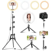 Unyqoos Verstelbare ringlamp met statief voor smartphone en fotografie