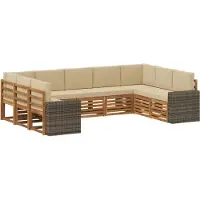 vidaXL Buiten bank set 9 st Natuurlijk en Beige Polyester