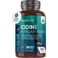 WeightWorld Voedingssupplement ter ondersteuning van de schildklier, Jodium, 365 tabletten