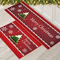 Unyqoos Wasbare kersttapijten set met antislip voor binnen en keuken decoratie