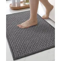 Unyqoos Antislip Badmat 40x60 cm Absorberend en Snel Drogen Chenille Badkamerkleed in Donkergrijs