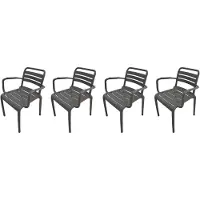 Garden Impressions Orleans tuinstoelen set van 4 antraciet