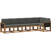 vidaXL Buiten bank set 6 st Natuurlijk en Antraciet Polyester