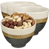 Mica Decorations Serveer/chips schaaltje Ethan - 8x - zwart - 8 x 11 cm - keramiek - kommetjes