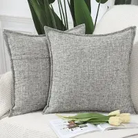Unyqoos Set van Luxe Linnen Kussenhoezen voor Sfeervolle Woonkamerdecoratie, Gemengd Grijs, 45 x 45 cm
