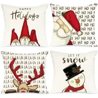 Unyqoos Set van 4 decoratieve kerstkussenslopen voor woonkamer en slaapkamer