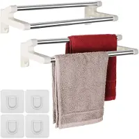 Unyqoos Innovatieve Zelfklevende Handdoekhouder Set met Stalen Stangen voor Badkamer en Keuken