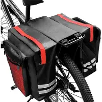 Unyqoos Dubbele, waterdichte fietstas, 30 liter, gemaakt van 600D Oxford met PVC, geschikt voor bagagedragers, met reflecterende strepen en voorzien van 4 bevestigingsriemen