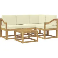 vidaXL Buiten bank set 5 st Wit en crèmekleurig