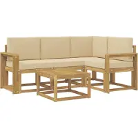 vidaXL Buiten bank set 5 st Wit en Beige