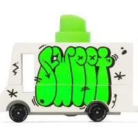 Candylab Toys speelgoedauto busje Graffiti Green - houten Candycar.