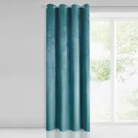 Unyqoos Elegant lichtturquoise fluwelen gordijn met metalen ringen voor elke kamer