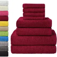 Unyqoos Zachte 8-delige katoenen badtextielset met diverse maten handdoeken