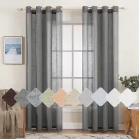 Unyqoos Elegante Set van 2 Transparante Gordijnen met Linnenlook en Oogjes voor Slaapkamer en Woonkamer