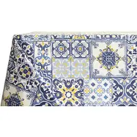 Unyqoos Elegant katoenen tafelkleed met blauw patroon voor keuken en eetkamer