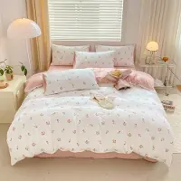 Unyqoos Beddengoedset Meisjes – Roze Tulpen – Omkeerbaar – 100% Microvezel - 135 x 200 cm