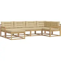 vidaXL Buiten bank set met kussen 5 pcs Wit en Beige Polyester