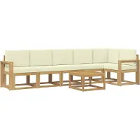 vidaXL Buiten bank set 7 st Wit en crèmekleurig Polyester