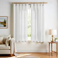 Unyqoos Elegante Landhuisstijl Gordijnen Set van 2, Linnenlook, Verstelbare Plooiband, 140x175 cm, Half-Transparant