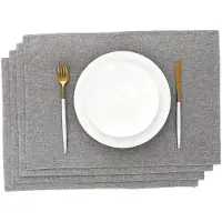 Unyqoos Stijlvolle Grijze Stoffen Placemats voor Eettafel Bescherming en Decoratie - Set van 4, 33 x 48 cm