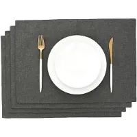 Unyqoos Grijze Dubbelzijdige Stoffen Placemats Set van 4 voor Tafeldecoratie en Bescherming
