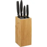 Relaxdays messenblok zonder messen - bamboe - universeel - met borstel - 23 x 10,5 x 10,5 cm