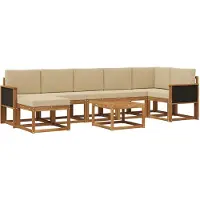 vidaXL Buiten bank set 8 st Natuurlijk en Beige Polyester