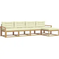 vidaXL Buiten bank set 4 st Wit en crèmekleurig Polyester