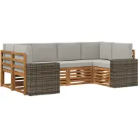 vidaXL Buiten bank set 6 st Naturel en lichtgrijs Polyester