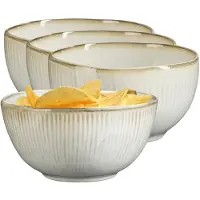 Mica Decorations Serveer/chips schaaltje Nusa - 8x - creme - 12 x 7 cm - keramiek - kommetjes