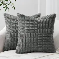 Unyqoos Corduroy Kussenhoezen Set van 2, Donkergrijs, Voor Bank en Woonkamer, Stijlvol en Tijdloos Design