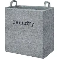 Unyqoos Opvouwbare Stoffen Wasmand met Handvatten voor Diverse Ruimtes in Huis, 35 Liter Capaciteit, Grijs