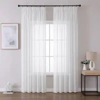 Unyqoos Set van 2 moderne witte vitrage gordijnen met plooiband voor woonkamer en slaapkamer