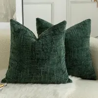 Unyqoos Set van twee donkergroene chenille kussenhoezen voor een stijlvolle woonkamer