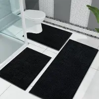 Unyqoos Zachte Chenille Badmat Set van 3 Stuks met Antislip voor Complete Badkamerervaring