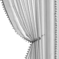 Unyqoos Bohemian Stijl Transparante Gordijnen met Pompons en Inslagringen voor Slaapkamer en Woonkamer, 2 Stuks H225 x B140 cm