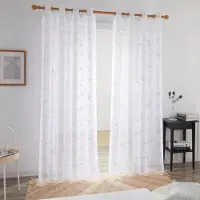 Unyqoos Lichtdoorlatende moderne gordijnen met sterrenpatroon voor woonkamer of slaapkamer