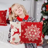 Unyqoos Set van vier kussenslopen met kerstmotieven voor een feestelijke sfeer