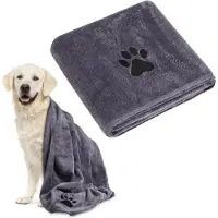 Unyqoos Grote grijze microvezel handdoek voor huisdieren, extra absorberend en sneldrogend