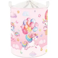 Unyqoos Opvouwbare Regenboog Wasmand voor Kinderen met Eenhoornontwerp, Ideaal voor Speelgoed en Kledingopslag