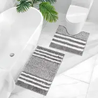 Unyqoos Twee-delige set badmatten met antislip en hoge absorptie in donkergrijs