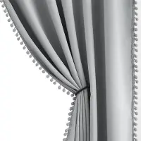 Unyqoos Grijze Verduisteringsgordijnen met Pompons voor Slaapkamer en Woonkamer, Warmte-Isolerend en Stijlvol Design
