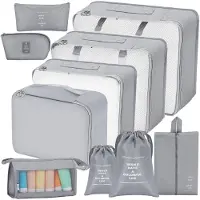 Unyqoos 10-delige set kofferorganizers – waterdicht gecoat en gemaakt van polyester mesh, opbergzakken voor kleding, schoenen, cosmetica, geschikt voor TSA-controles