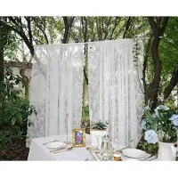 Unyqoos Elegant Witte Kanten Gordijnen Met Geborduurde Bloemenpatronen Voor Een Sfeervol Interieur - Set Van 2 Stuks