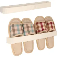 Unyqoos Slim en Stijlvol Wandgemonteerd Schoenenrek voor Optimaal Ruimtegebruik - Set van 2 Stuks in Beige